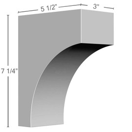 Ekena Millwork BKT03X05X07ST 3-Inch W x 5 1/2-Inch D x 7 1/4-Inch H Stockport Bracket