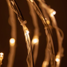 LED Light Ball – Indoor/Outdoor Christmas Light Balls, Light Spheres Outdoor/Sphere Light Fold Flat Metal Frame (16", White Frame/Warm White Lights)