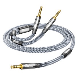 Aux Cable Jack Cable 3.5 mm Audio Cable Nylon, 3.5 mm to Dual 3.5 mm, (3.5 mm to Dual 3.5 mm-3 m)