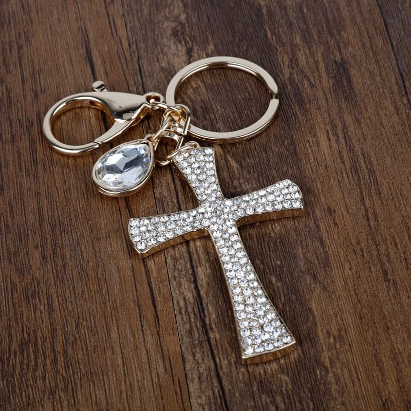 Holy Cross with Rhinestone Sparkling Charm Blingbling Keychain Crystal Pendant