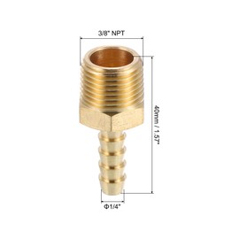 sourcing map Brass Hose Barb Fittings 6pcs 1/4" Barbx3/8 NPT Male Brass Barb Pipe Fitting for Water Fuel Air