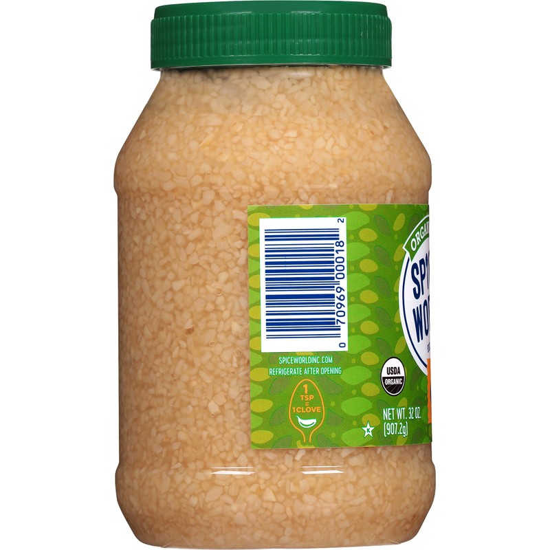 Spice World Organic Minced Garlic – Bulk 32oz Container, USDA