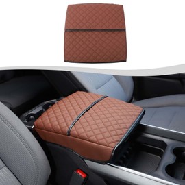 SQQP PU Leather Center Console Cover Armrest Cushion Fit for Dodge RAM 2018-2023+,Center Console Protector Comfortable Armrest Cover(Brown)