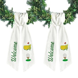 Ftuuo 2pcs White Wreath Sash for Front Door Sport Golf Wreaths Satin Sash Burlap Garland Ribbon Accessories for Wreath Yard Doorway Indoor Outdoor Bow Bridal Shower Home Decor,5.1 x 54.3