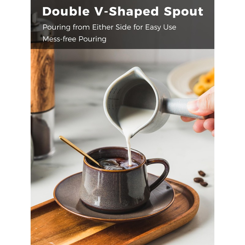 YHOJOY Espresso Cups Ceramic, Espresso Measuring Cups with Dual Measurement