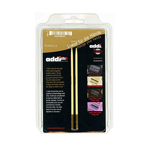 addi Click Interchangeable Knitting Needle Tips Natura Bamboo Set 5 inch (13cm) Size US 15 (10.0mm)