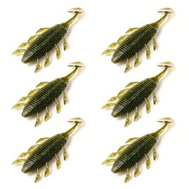 Soft Bait Lure Fat Bug for Bass Fishing 8.3g/0.29oz 83mm Swimbait Worm Bait Add Salt Fish Attractant Pack of 6 (Green-1#)