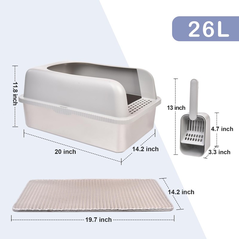 Henkelion Stainless Steel Cat Litter Box with Lid, 20" L