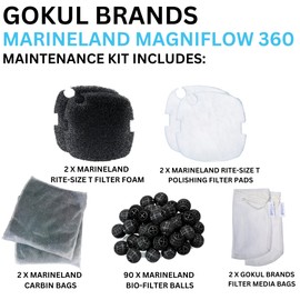 Gokul Brands Magniflow 360 Canister Filter Rite-Size T Replacement Filter Media Kit, Including Gokul Brands Mesh Bags(Filter Media Balls, Carbon Bags, Polishing Pads, Filter Foam)