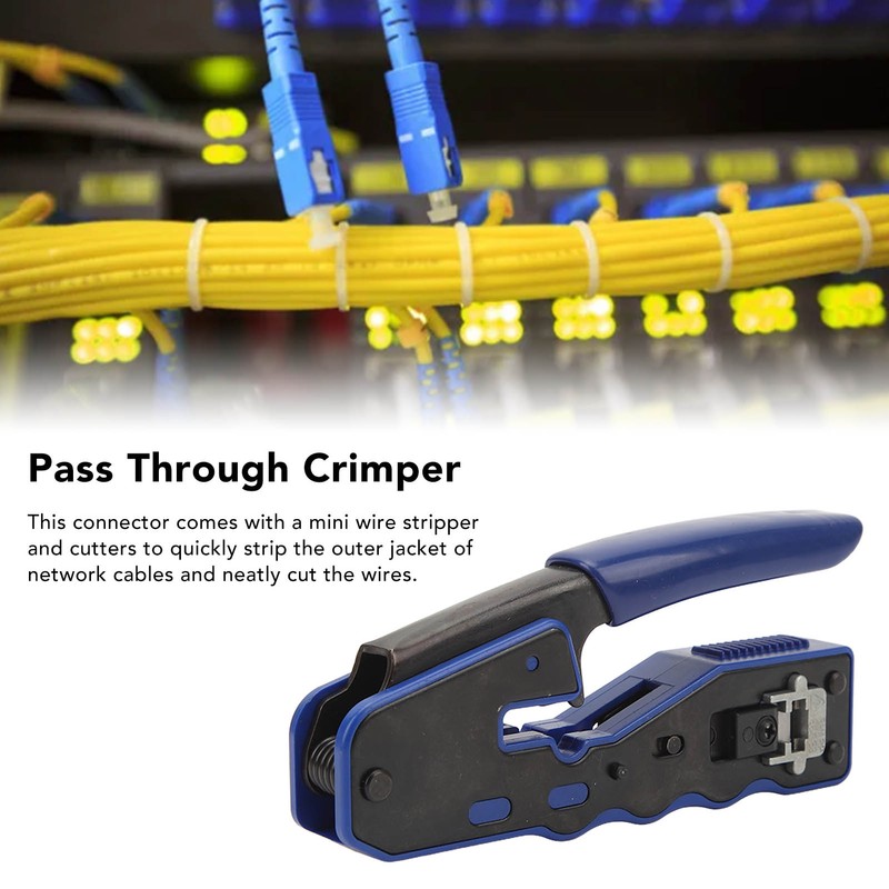 RJ45 Crimp Tool Pass Through Crimper with RJ45 Cat6 Crystal