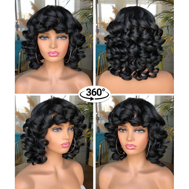Short Curly Wigs for Black Women Loose Cute Kinky Curly
