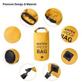 Zwinvle Waterproof Dry Bag – PVC Roll-Top Dry Sack (2L 5L 10L 20L) for Kayaking, Boating, Rafting, Camping & Water Sports – Keeps Gear Safe & Dry (Yellow, 20L)