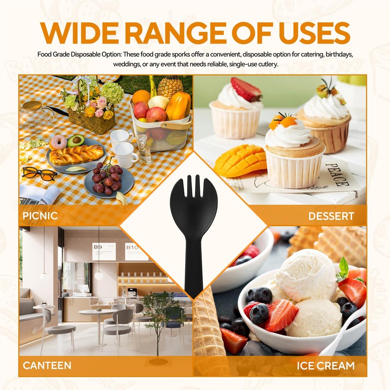 Cofimkate 100Pcs Mini Plastic Spork, 4.2 Inch Individually Wrapped Disposable