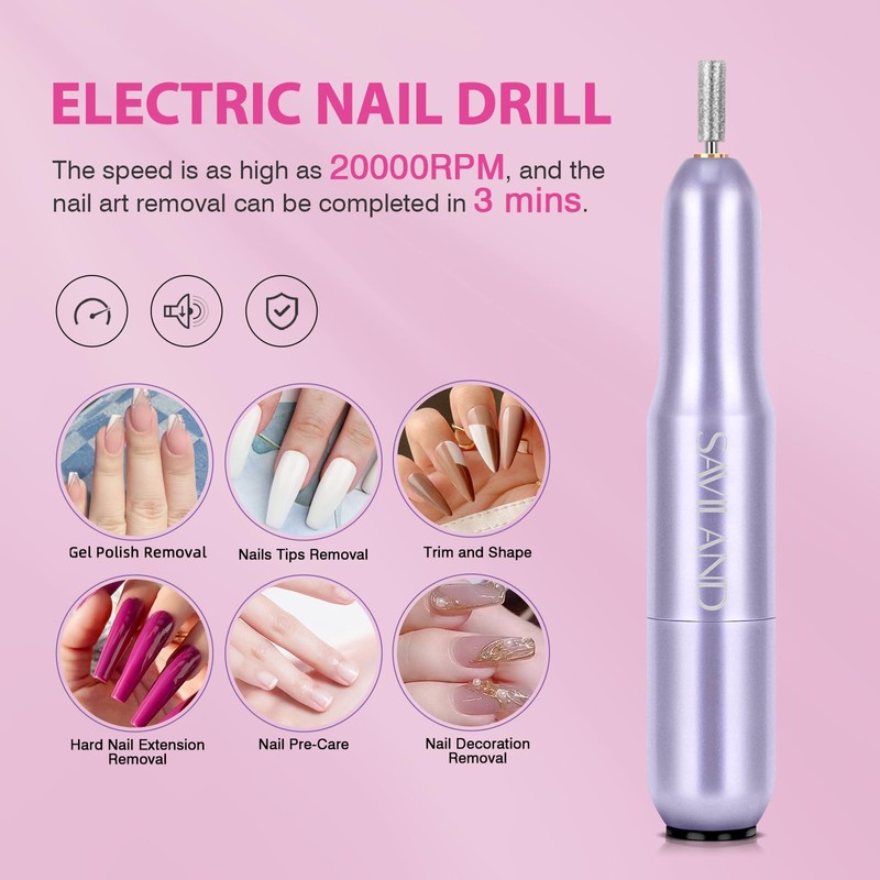 Saviland Almond Gel Nail Kit - Nail Drill Kit UV