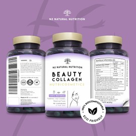 Collagen Supplements for Woman, with Retinol & Hyaluronic Acid, Ceramides and Niacin | Skin Care, Anti-Wrinkle and Anti-Aging Effect, Marine Collagen Innovative Formula | 90 Vegetable Capsules