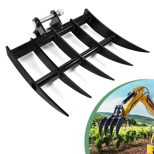 Aumzong Mini Excavator Rake, Wide Backhoe Rake Compatible with 1T
