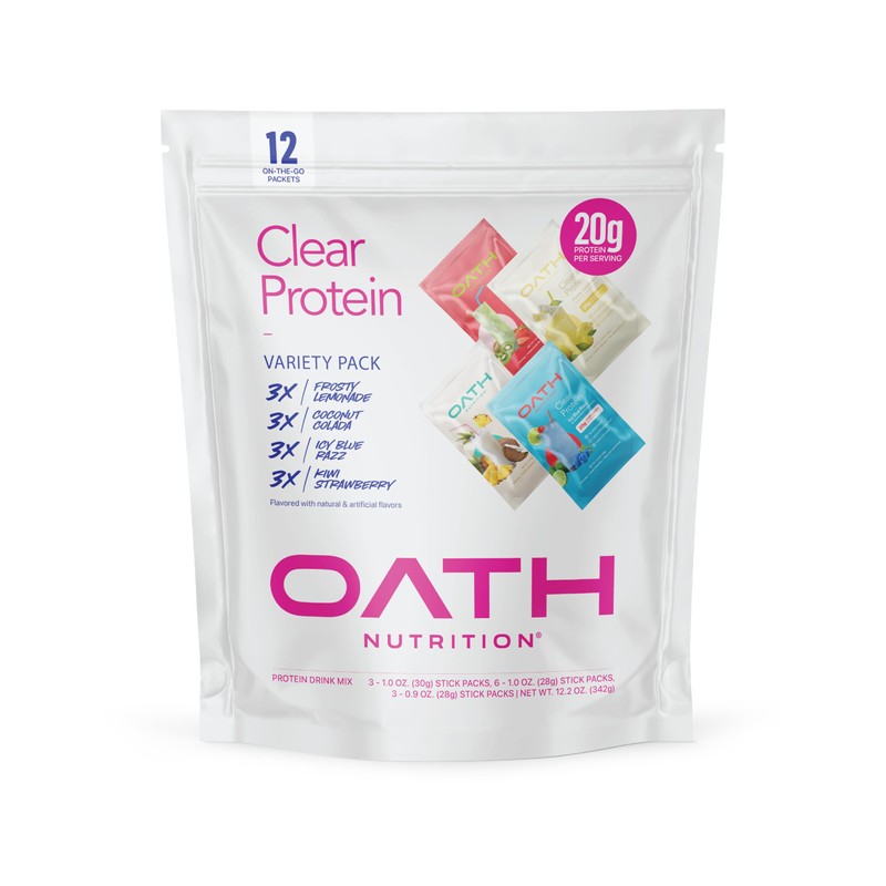 Oath Nutrition Clear Whey Isolate Protein Powder Variety Pack, 12
