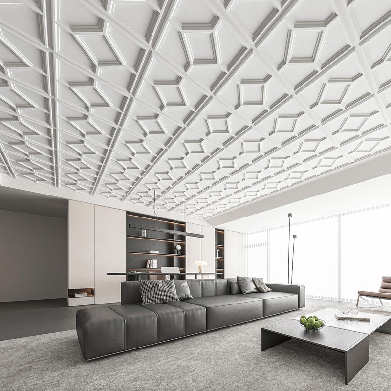 WOWSTAR 12-Pack 24"x24" Drop Ceiling Tiles, 3D Decorative Glue Up