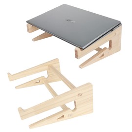 HuaLiSiJi Wooden Laptop Holder, Wooden Laptop Stand for Desk, Laptop Stand Ventilated, 11-17 in Comfortable Height It is (B)