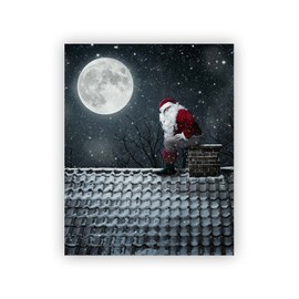 heilkee Funny Bathroom Wall Art Black and White Christmas Decor Santa Claus Pictures Funny Christmas Gifts for Men(UNFRAMED 8x10in)