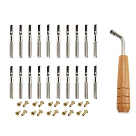 Jiayouy 20Pcs Tuning Pin Nails with L-shape Tuning Wrench Brass Rivets for Lyre Harp Small Harp Musical Stringed Instrument