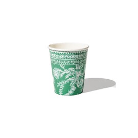 Coterie Emerald Green Toile Paper Cups (Set of 10) - Decorative & Durable Disposable Cups for Bridal Party, Birthday Party, Baby Shower, Tea Party & Summer Gatherings | 9oz Paper Party Cups