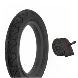 DURO Bicycle Tire + Tube 12 1/2 X 2 1/4 Kids Bikes, Stroller, Scooter 12" bike - All Black / Smooth Thread