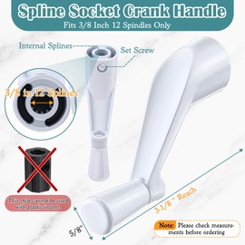 3/8'' 12 Spindle Spline Socket Crank Handle with Universal Tee Handle Casement Operator, Stone Finish, Easy Install, Smooth 360 Degree Operation (Features 3/8-inch Bore and a 3-1/8-inch Reach)(3 Pack)