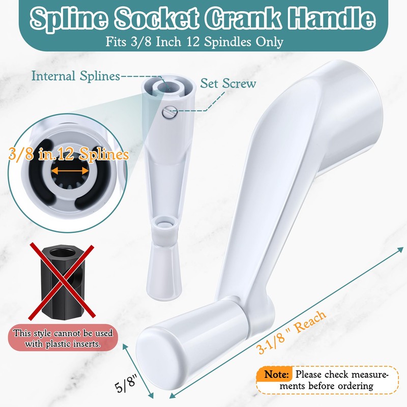 3/8'' 12 Spindle Spline Socket Crank Handle with Universal Tee