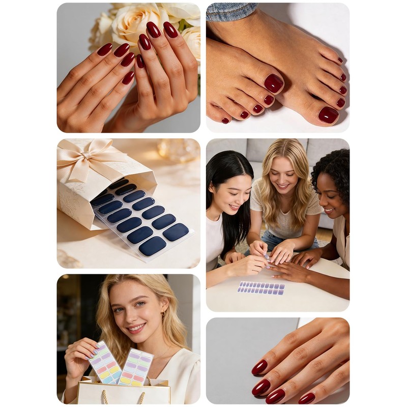 Gel Nail Strips 44Pcs, No UV Light Needed Gel Stickers,