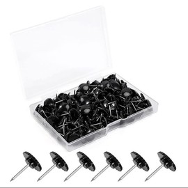 Pack of 100 Black Push Pins, Black Push Pins for Wall, Gear Shaped Thumbtacks, Plastic for Wall Hangings, Steel Tip, Cork Board, Push Pins for Cards, Posters, Photos, Bulletin Board