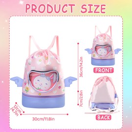 SilverChry Swimming Backpack Waterproof Children's Beach Backpack with Separation Shoe Compartment, Swimming Bag Children with Wet Compartment, Backpack with Drawstring, Wet and Dry Sports Backpack