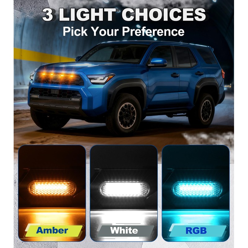 Direct-Snap LED Grill Lights for 2025 2026 Toyota 4Runner Raptor