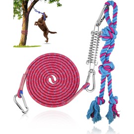 Petbobi Bungee Dog Toy, Tree Tug Toy for Pitbull Interactive & Exercise, Spring Pole Tug of War Toy with Durable Rope, Muscle Builder Outdoor Hanging Toys for Large Dogs Reduce Boredom, Red