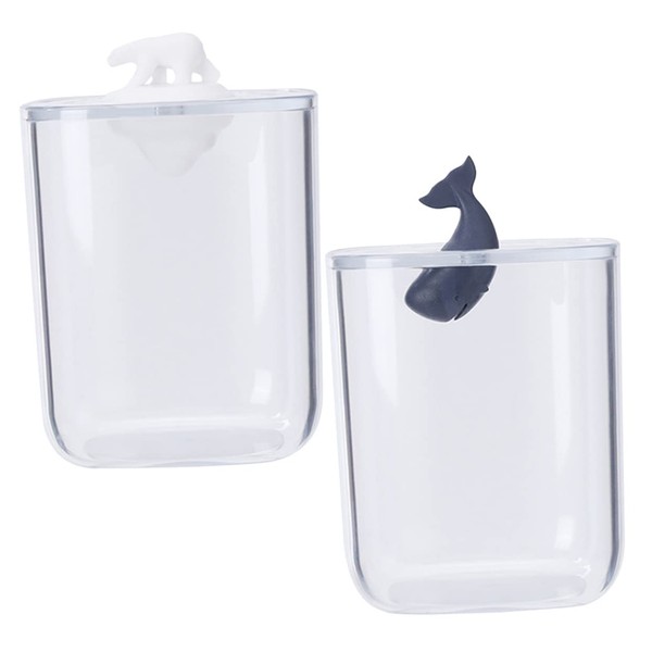 KONTONTY 2 Pcs Whale Design Acrylic Makeup Cotton Storage Box