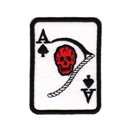 Map Ace of Spades Skull Sense Sew-On Patch for Clothes Embroidered Iron-On Patch Appliqué Skull Patch Size 5.5 x 7.5 cm