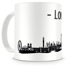 Samunshi® London Skyline Coffee Cup / Tea Cup Height 95 mm / D 82 mm White