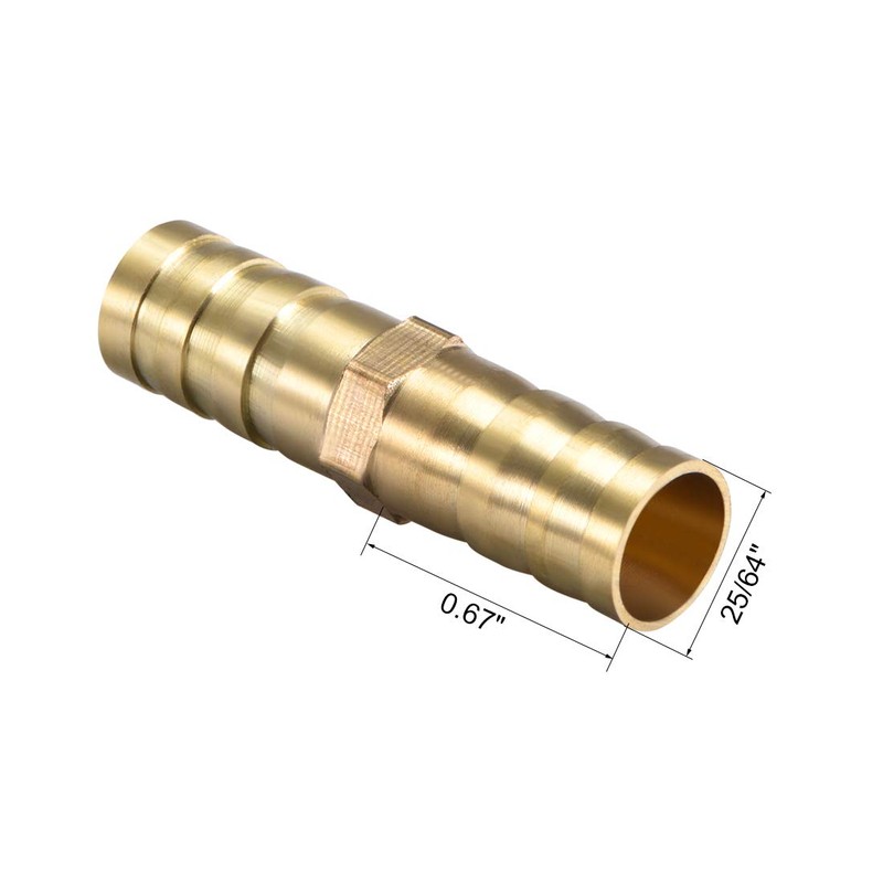 sourcing map 10mm or 3/8" ID Brass Barb Splicer Fitting,Straight