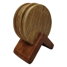 Set of 6 Mango Coasters with Holder