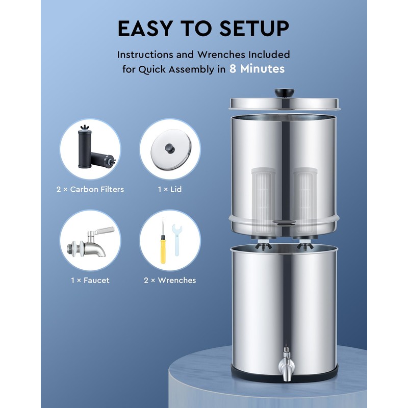 CO-Z Gravity-Fed Water Filter System, 2.25 Gallons Countertop Water Filtration
