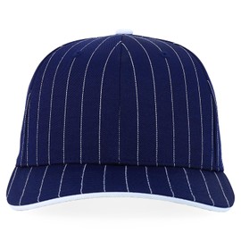 Trendy Apparel Shop 6 Panel Structured Pinstripe Snapback Baseball Cap - Navy White