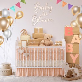 Baby in Bloom Wooden Sign for Baby Shower Party Decor Girl or Boy Gender Reveal Party Supplies, Baby Shower Pregnancy Wall Door Hanging Decoration Hand Held Photo Props