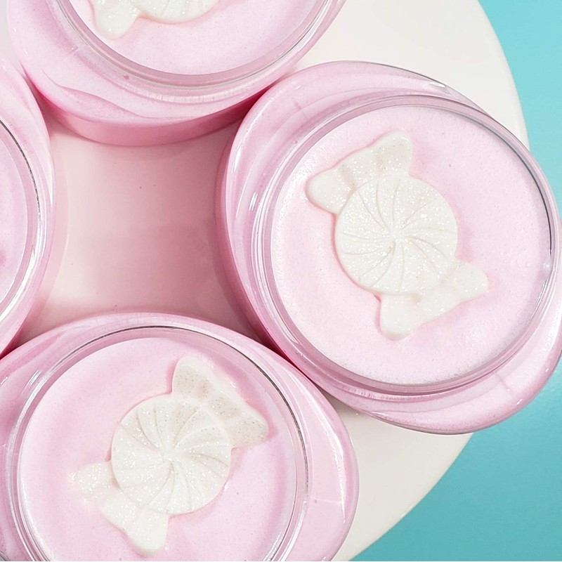 Candy Cane Peppermint Whipped Sugar Scrub Soap. Christmas stocking stuffers.