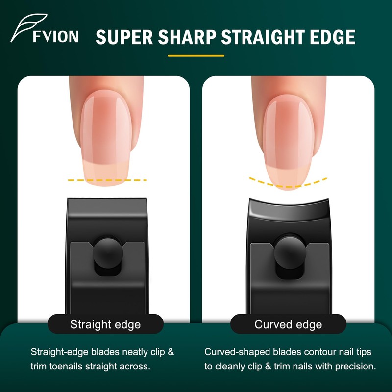 FVION 2 Piece Nail Clippers Set, Sharp Curved and Straight