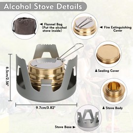 Niuoppy Mini Spirit Burner Alcohol Stove, Ultralight Portable Alcohol Stove Burner, Small Lightweight Camping Stove for Backpacking Hiking Camping (Grey)