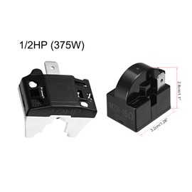 sourcing map 1 Pack Start Relay Black 1 Pin and 2 Pack Overload Protector 1/2HP for Refrigerator Compressor