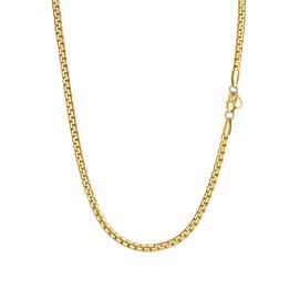 Prosteel Men's Venetian Chain with Lobster Clasp 4 mm / 6 mm Wide Chain with Lobster Clasp for Men and Boys, Length 46–76 cm Selectable, Gold Plated
