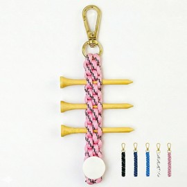 Golf Tee Holder Belt Mount Braided Design Lightweight Compact (Pink)