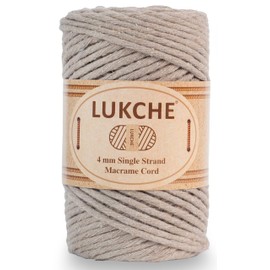 4mm Single Strand Macrame Cord Rope 82 Yards, Colored Macrame Rope, Cotton Rope Macrame Yarn, Colorful Cotton Craft Cord for Wall Hanging, Plant Hangers, Crafts, Knitting (Latte, 4mm 1 Skein)