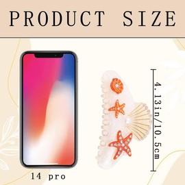 KuuGuu Starfish Hair Claw Clip Sea Animal Hair Clips Summer Beach Starfish Rhinestones Barrettes Cute Seashell Pearl Headdress Medium Non Slip Acrylic Strong Hold Jaw Hair Accessories for Women Girls